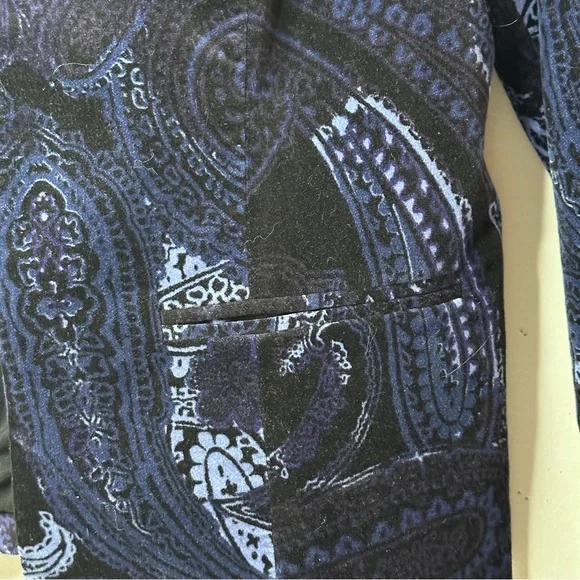 Chico’s Velvet Paisley Blazer 1 M 8/10 Blue - Picture 6 of 12